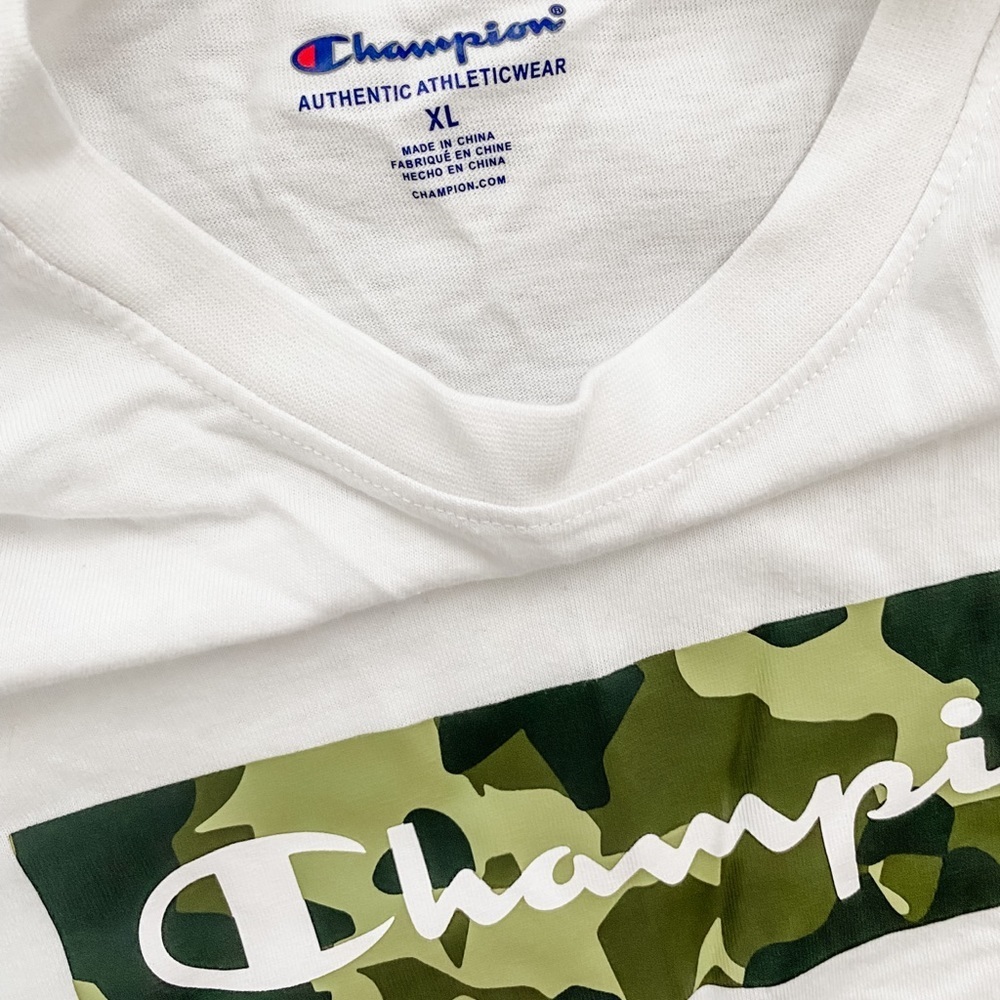 New! Champion Big Boys White Long Sleeve T-Shirt w/Camo Graphic - Size XL - Picture 2 of 4